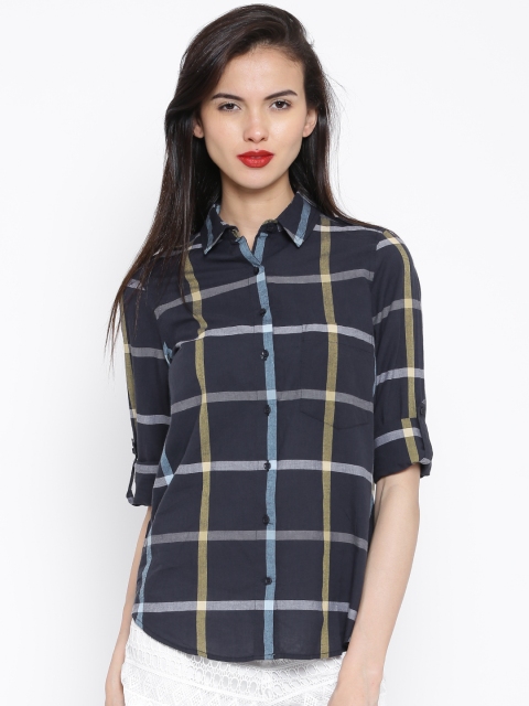 

Tokyo Talkies Navy Checked Casual Shirt, Navy blue