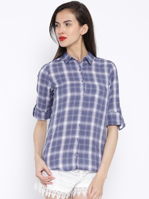

Tokyo Talkies Blue Checked Casual Shirt