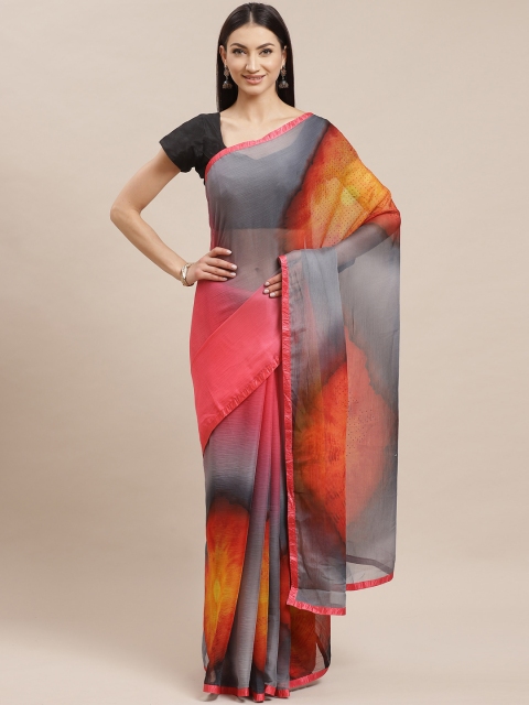 

Shaily Pink & Grey Printed Saree