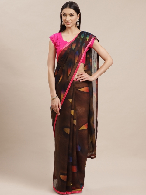 

Shaily Brown & Yellow Printed Saree