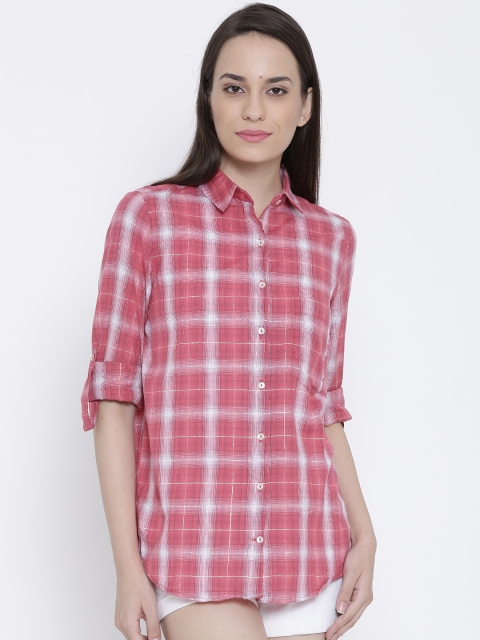 

Tokyo Talkies Pink Checked Casual Shirt