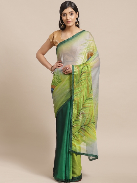 

Shaily Green & Grey Poly Georgette Ombre Printed Saree