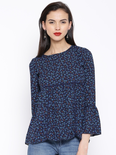 

Tokyo Talkies Navy Floral Print Top, Navy blue