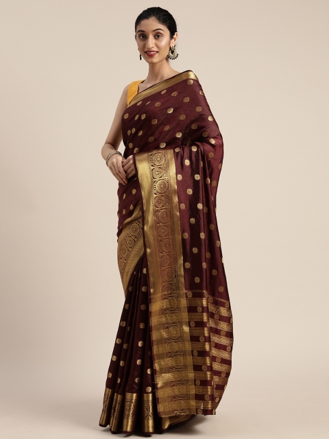 

MIMOSA Burgundy Art Silk Woven Design Kanjeevaram Saree