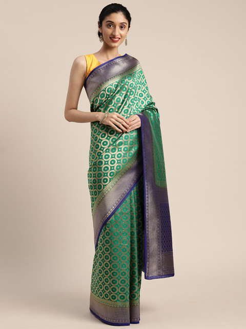 

MIMOSA Green Art Silk Woven Design Kanjeevaram Saree
