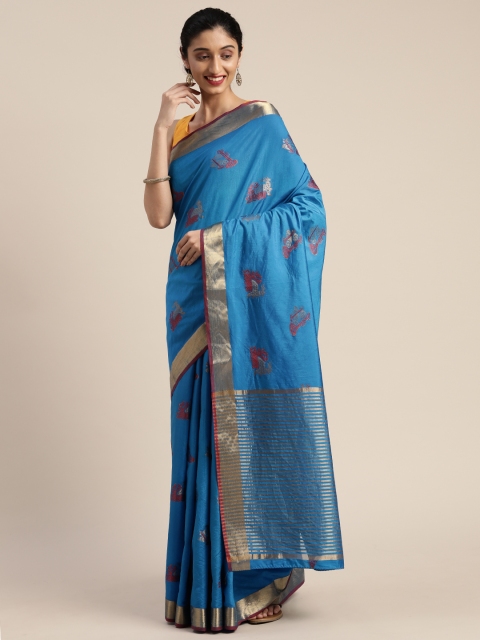 

MIMOSA Blue Art Silk Woven Design Ikat Saree