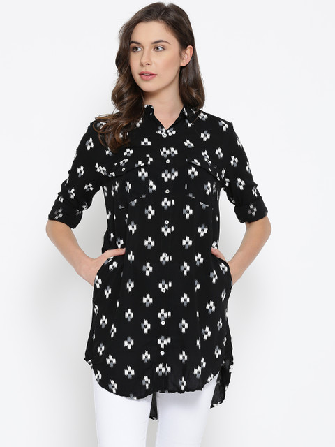 

Tokyo Talkies Black Printed Tunic