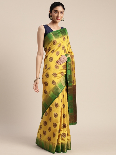 

MIMOSA Yellow Art Silk Woven Design Kanjeevaram Saree