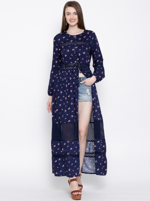 

Tokyo Talkies Navy Floral Print Maxi Top, Navy blue