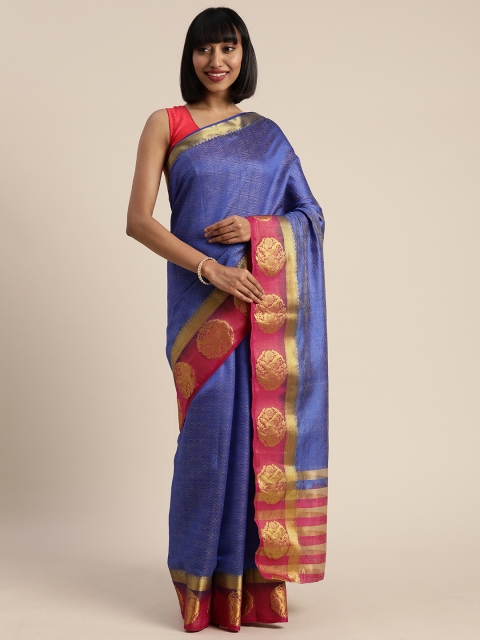 

MIMOSA Blue Art Silk Woven Design Kanjeevaram Saree