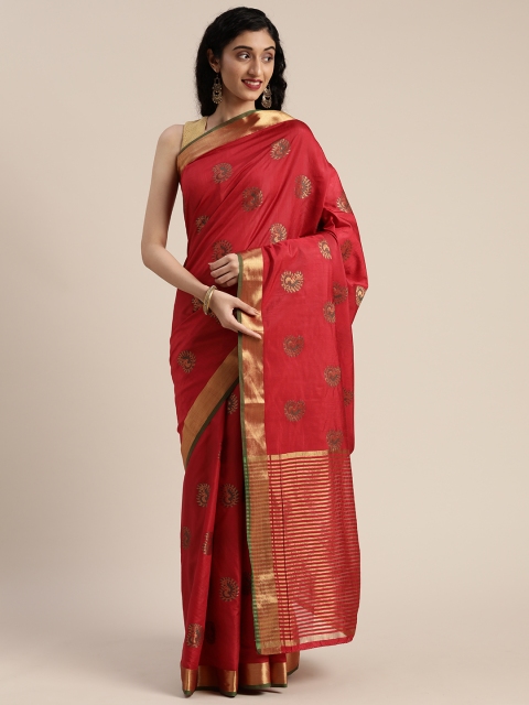 

MIMOSA Red & Golden Art Silk Woven Design Saree