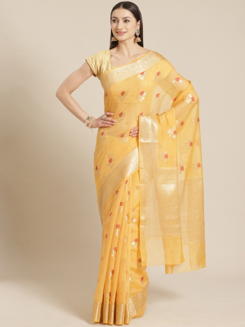 

Mitera Yellow & Red Zari Woven Design Banarasi Saree