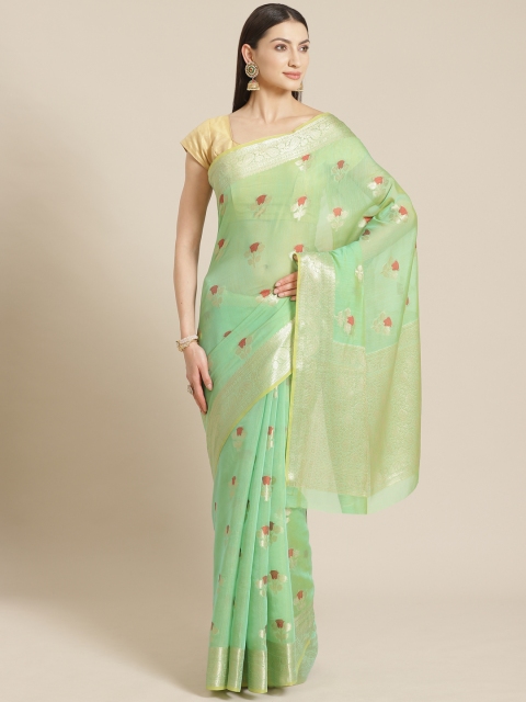 

Mitera Green & Red Zari Woven Design Banarasi Saree