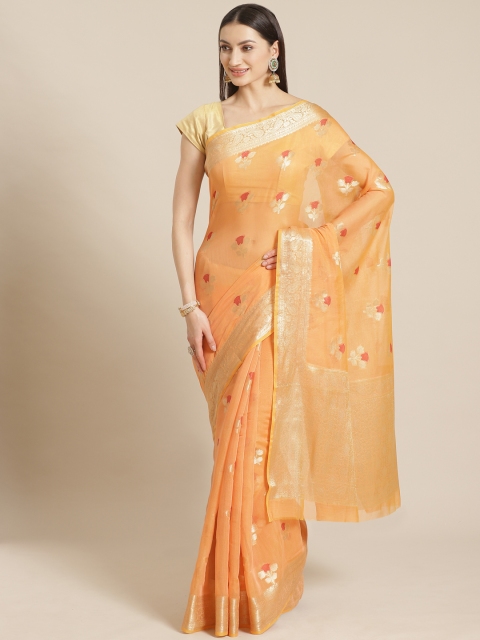 

Mitera Orange & Red Woven Design Banarasi Saree