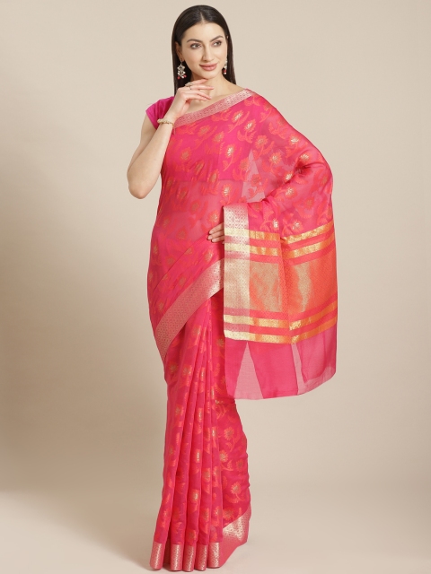 

Mitera Pink & Golden Woven Design Banarasi Saree