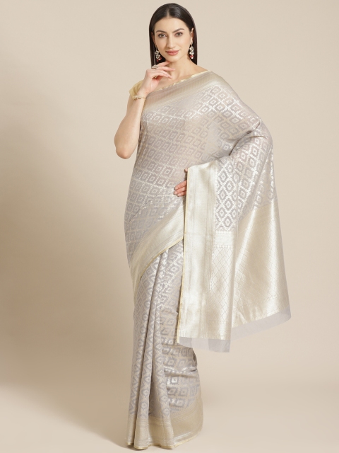 

Mitera Grey & Golden Liva Zari Woven Design Banarasi Saree