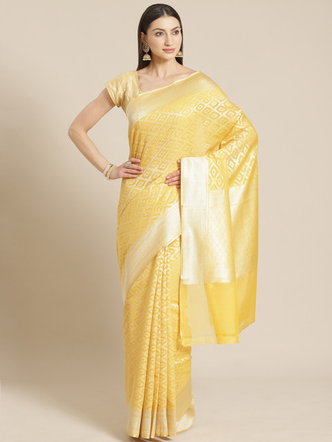 

Mitera Yellow & Golden Woven Design Banarasi Saree