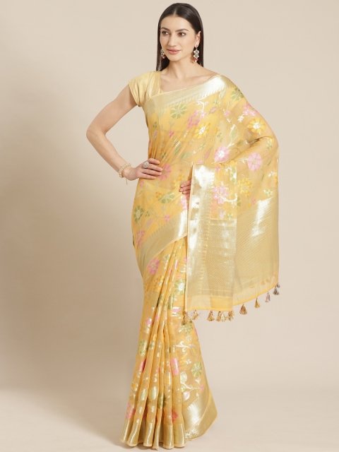 

Mitera Yellow & Golden Liva Zari Woven Design Banarasi Saree