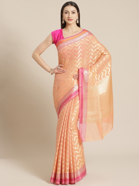 

Mitera Peach-Coloured & Golden Zari Woven Design Banarasi Saree