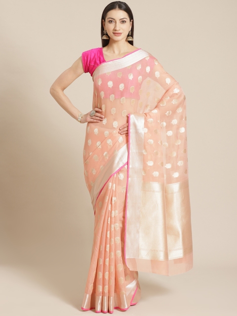 

Mitera Peach-Coloured & Golden Liva Zari Woven Design Banarasi Saree