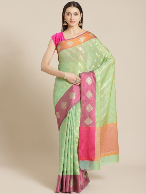 

Mitera Green & Golden Liva Zari Woven Design Banarasi Saree