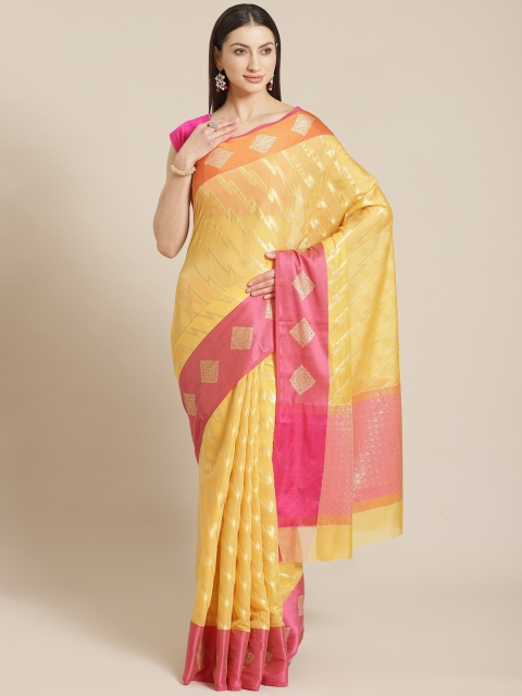 

Mitera Yellow & Golden Liva Woven Design Banarasi Saree