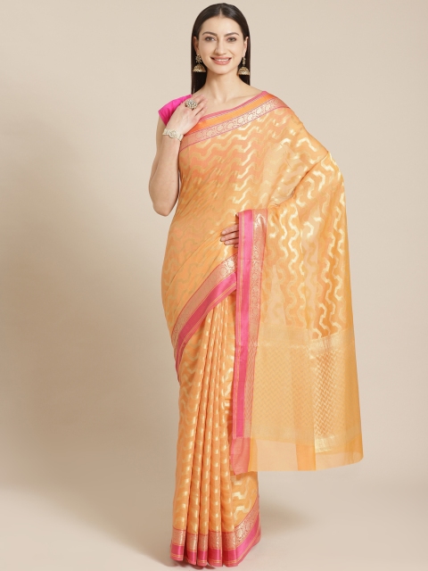 

Mitera Peach-Coloured & Golden Woven Design Banarasi Saree