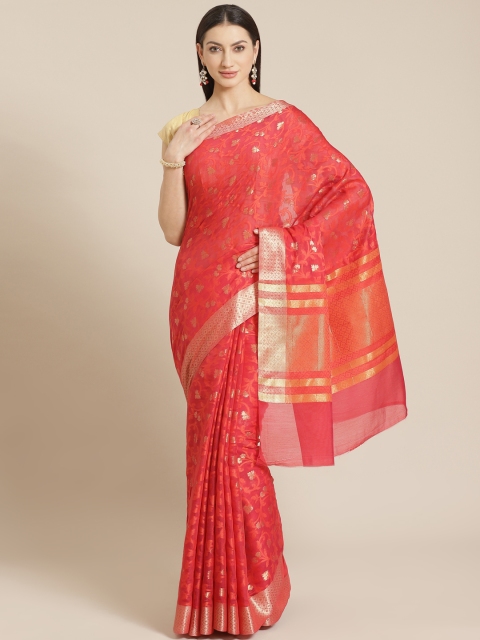 

Mitera Red & Golden Zari Woven Design Celebrity Banarasi Saree
