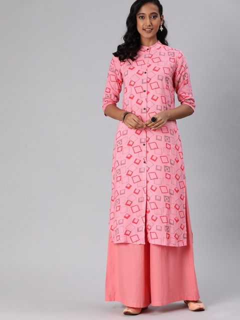 

Mimosa Women Pink Printed Straight Kurta