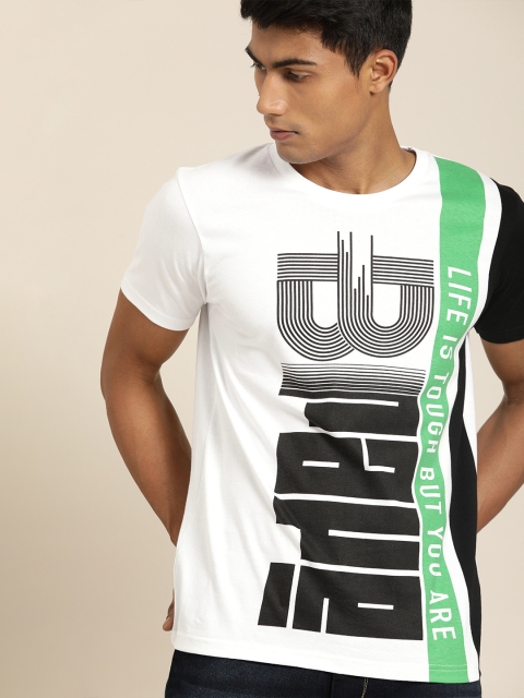 

Moda Rapido Men White & Black Printed Round Neck T-shirt