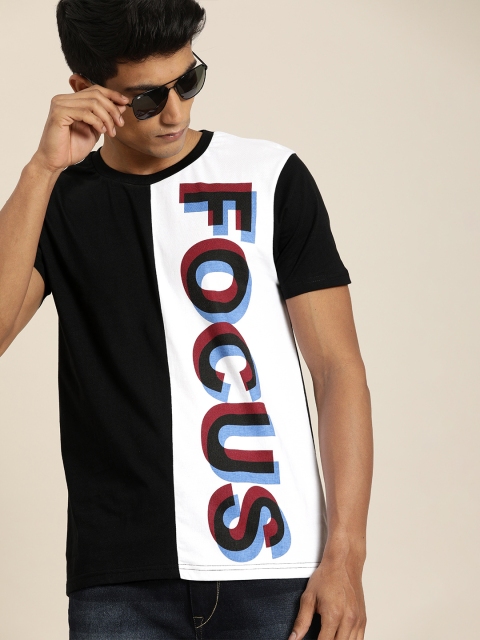 

Moda Rapido Men Black & White Printed Round Neck T-shirt