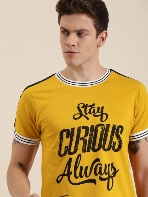 

Moda Rapido Men Mustard Printed Round Neck T-shirt