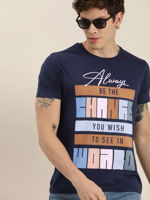 

Moda Rapido Men Navy Blue Printed Round Neck T-shirt