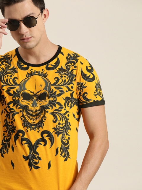 

Moda Rapido Men Yellow Printed Round Neck T-shirt