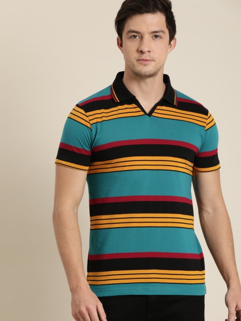 

Moda Rapido Men Multicoloured Striped Polo Collar T-shirt, Multi
