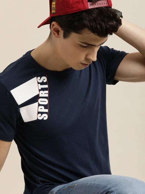 

Moda Rapido Men Navy Blue Printed Round Neck T-shirt