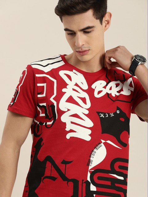 

Moda Rapido Men Red Printed Round Neck T-shirt