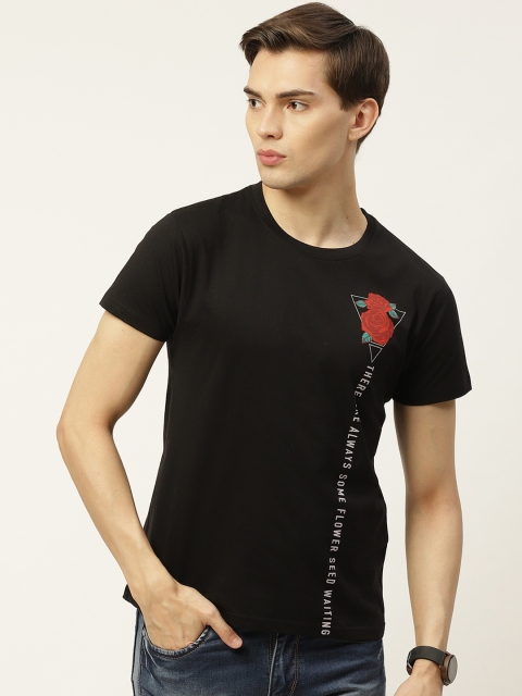 

Moda Rapido Men Black Red Printed Pure Cotton T-shirt