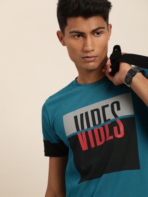 

Moda Rapido Men Blue Printed Round Neck T-shirt