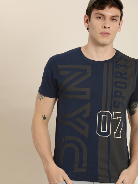 

Moda Rapido Men Navy Blue Printed Round Neck T-shirt