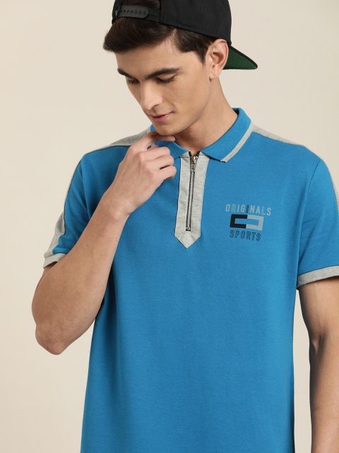 

Moda Rapido Men Navy Blue Solid Polo Collar T-shirt