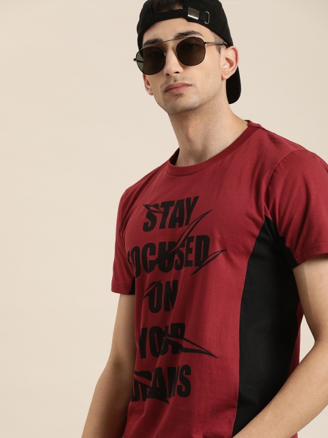 

Moda Rapido Men Rust Red Printed Round Neck T-shirt