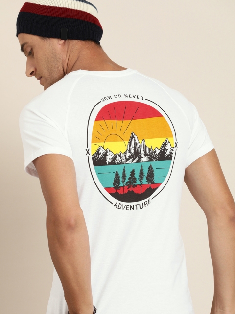 

Moda Rapido Men White Printed Round Neck T-shirt