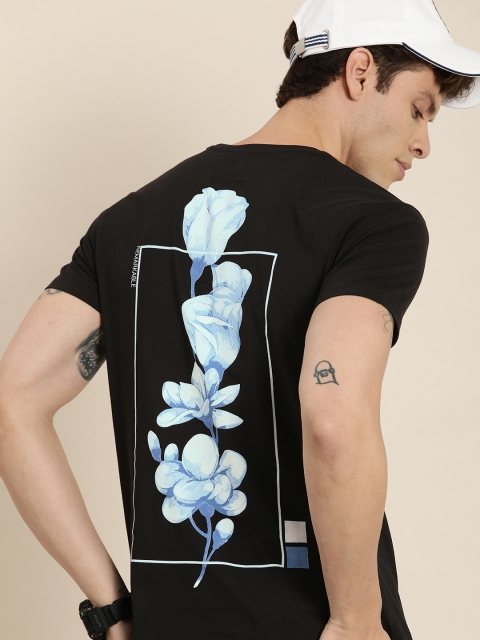 

Moda Rapido Men Black Printed Round Neck T-shirt