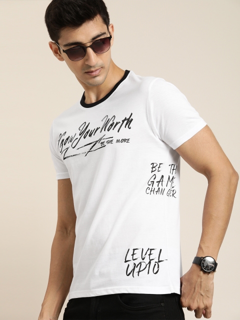 

Moda Rapido Men White Printed Round Neck T-shirt