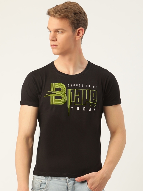 

Moda Rapido Men Black Pure Cotton Printed Round Neck Pure Cotton T-shirt