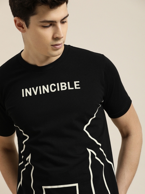 

Moda Rapido Men Black Printed Round Neck T-shirt