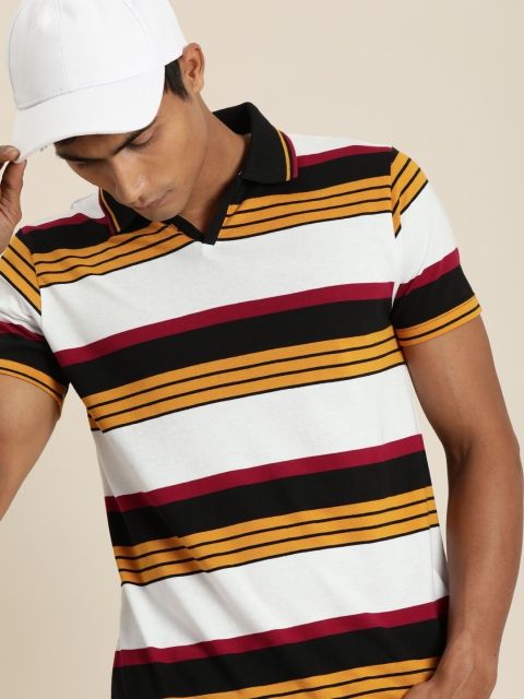 

Moda Rapido Men Multicoloured Striped Polo Collar T-shirt, Multi