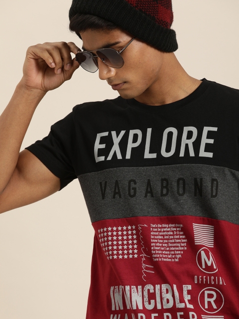 

Moda Rapido Men Red & Black Printed Round Neck T-shirt