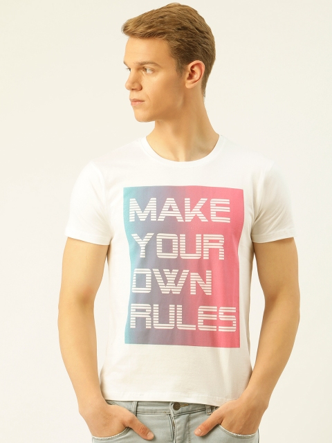 

Moda Rapido Men White Pure Cotton Printed Round Neck Pure Cotton T-shirt
